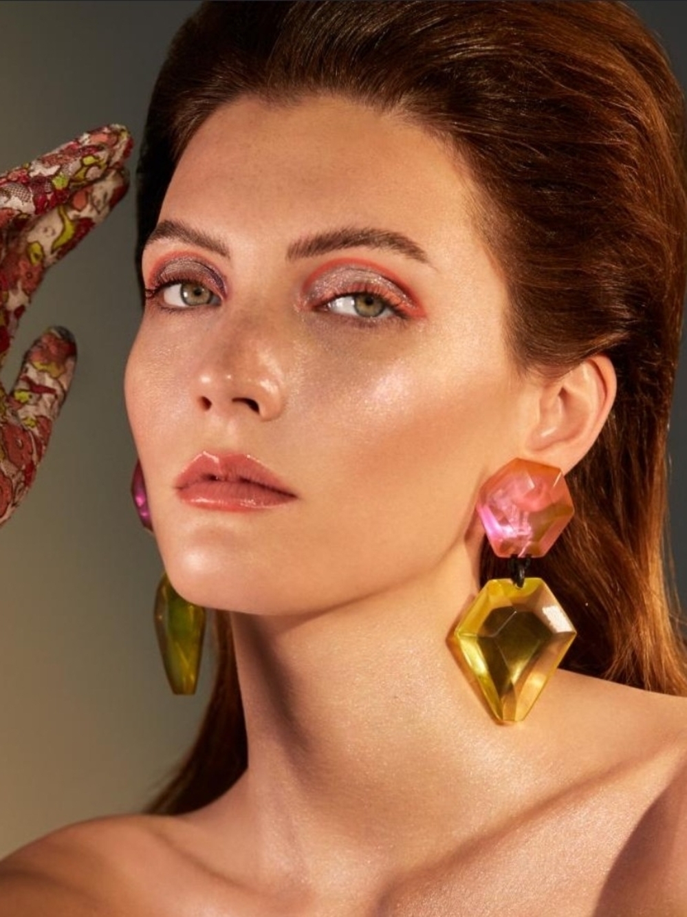 Authentic Monies Riley Drop Clip-On Earrings - Neon Pink & Yellow Resin